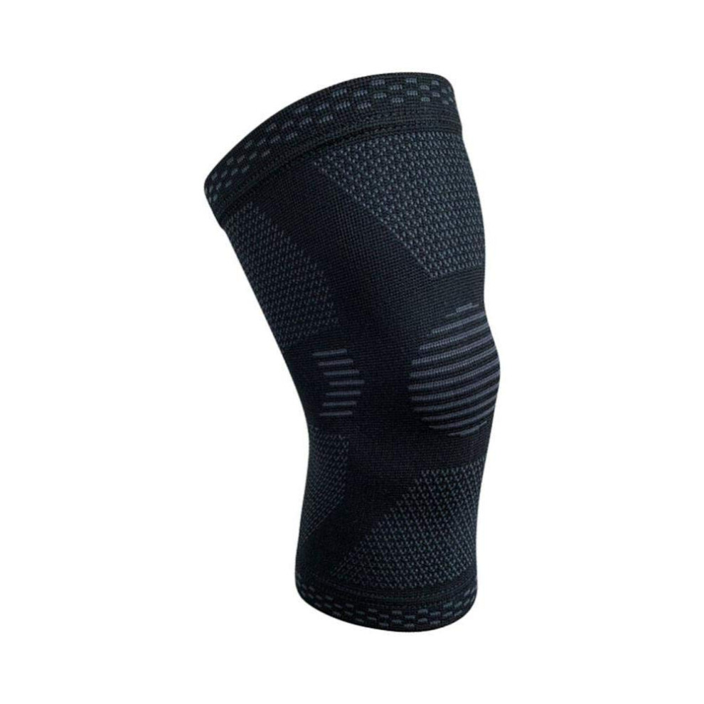 Knee Compression Sleeve with Impact Cushioning Pad, Breathable Elastic Support for Sports, Black L
