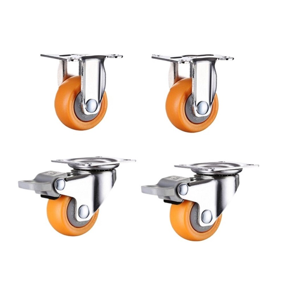 4Pcs 2 Inch 50Mm Heavy Duty Swivel Castor Wheels 160Kg Load Rubber Furniture Caster Set Orange 9771547037217