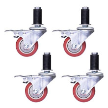 Heavy Duty Swivel Caster Wheels with Dual Brake and Bearings, 75mm Polyurethane Set of 4 for Furniture and Workbench