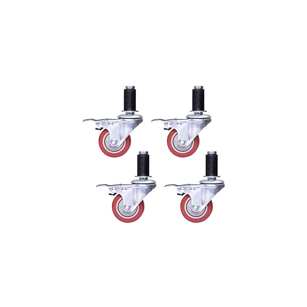 Heavy Duty Swivel Caster Wheels With Dual Brake And Bearings, 75Mm Polyurethane Set Of 4 For Furniture And Workbench 9771547037309