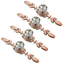 4 Pcs Crystal Cabinet Knobs Zinc Alloy Dresser Handles Elegant Design for Wardrobe Furniture Red Antique Chrome
