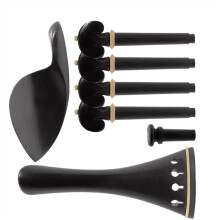 Handmade Ebony Violin Tailpiece and Chin Rest Kit 4/4 Set with Precise Tuning Control