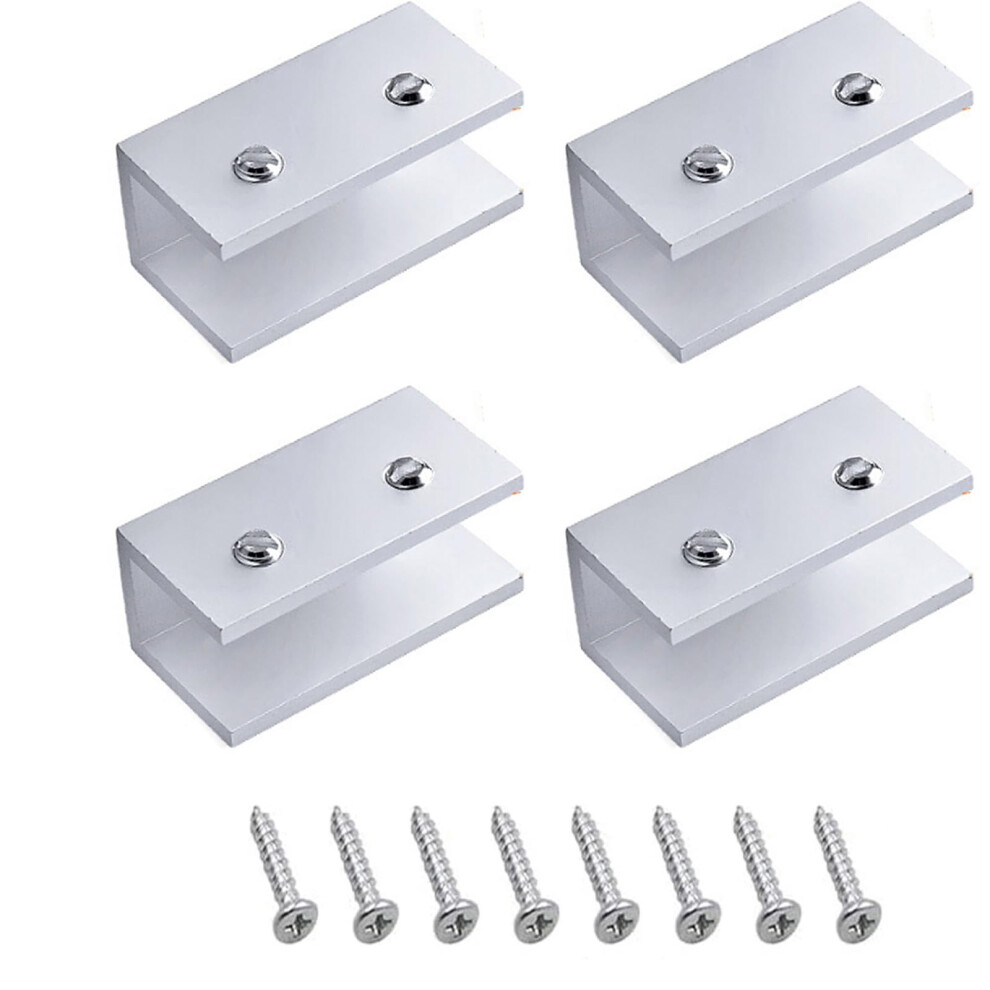 Silver Aluminum Alloy Wall Mounted Glass Shelf Brackets With AntiâSlip Grip For 15Â18Mm Shelves (4 Pcs) 9771547037583