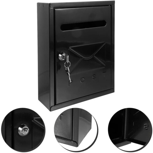 Wall Mounted Locking Mailbox Weatherproof Rustic Iron Mailbox for Home Villa and Garden Decor 2