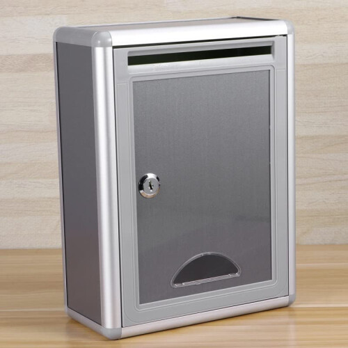 Wall Mounted Locking Suggestion Box with Secure Locking System, Waterproof Aluminum Alloy Mail Drop Box