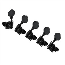 5 PCS 1L4R Vintage Open Back Bass Guitar Tuners Set for 5 String Bass – Precise Tuning Control, Polished Black Finish