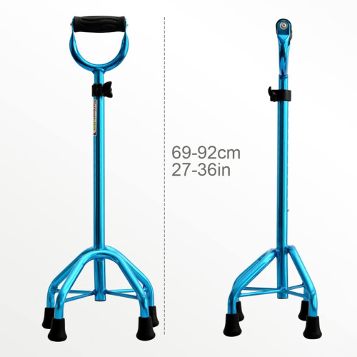 Adjustable Quad Cane for Seniors with Stable FourPoint Base, Ergonomic UShaped Handle, Blue 1