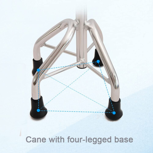 Adjustable Quad Cane for Seniors with Stable FourPoint Base, Ergonomic UShaped Handle, Blue 2