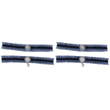 2Pairs Dark Blue Wedding Set Bridal Belt Elastic Lace Rhinestone Decor