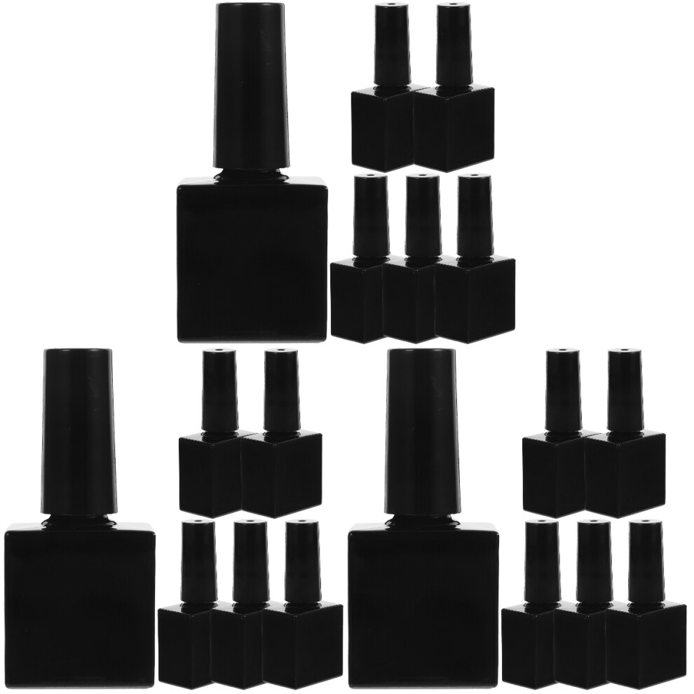 Ohphcall 18Pcs Refillable Black Glass Nail Polish Bottles With Brush For Travel