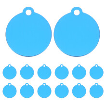 20Pcs Sky-Blue Aluminum Double-Sided Dog Phone Number Tags for DIY Use