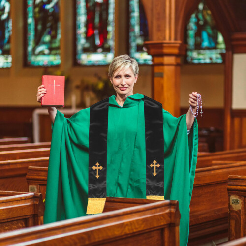 Bande Graduation En Satin Croix Brodée Liturgique 2