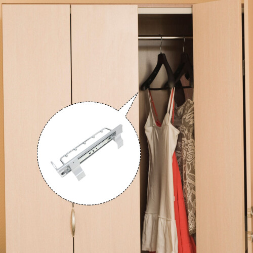 Tringle De Dressing Rétractable En Aluminium Argent 2