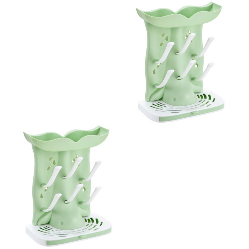 2Pcs Baby Bottle Rack Dryer Light Green Plastic Multipurpose Storage 1