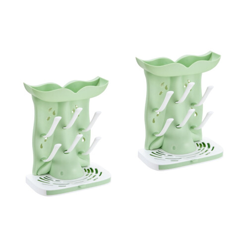 2Pcs Baby Bottle Rack Dryer Light Green Plastic Multipurpose Storage 2