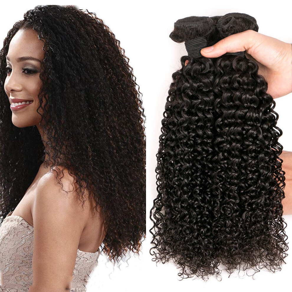 Unisex Brazilian Kinky Curly Hair Bundles 14 Inch Virgin Remy Human Hair Extensions Full Volume