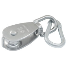2Pcs M20 Stainless Steel Pulley Block 304 Swivel Wire Rope Pulley with Snap Hook for Lifting and Rigging