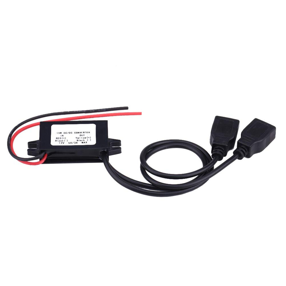 12V To 5V Usb Converter 3A Dual Usb Fast Charging Adapter For Car And Motorcycle Dashcam Gps 9330225523574