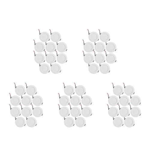 50Pcs White LED Recessed Downlights with Metal Housing for Home