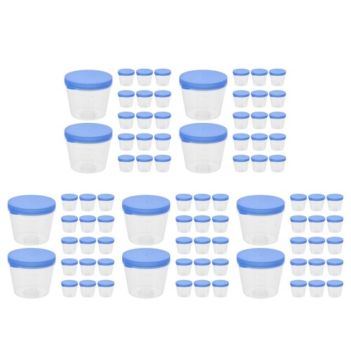 100Pcs Portable Blue Urine Collection Cups with Screw Cap for Lab Use