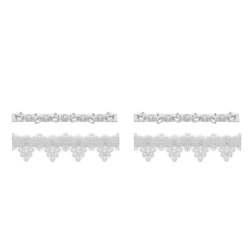 2St Wedding Jarretels Set Bruid Elastische Kanten Met Wit