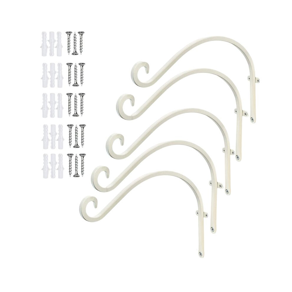 Tauoh White Gardening Hook Flower Rack Balcony Garden Hanging Flower Rack Hook Hanging Plant Bracket Wall Hook