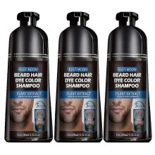 3pcs Beard Color Dye Shampoo Natural Men Mustache Dying Black Darkening
