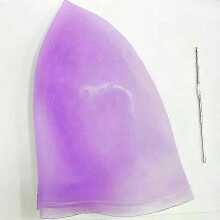 (purple) Silicone Professional Color Dye Cap Hair Coloring Cap Hook Needle Highlighting Reusable Set Frosting Dyeing Tools Beauty Salon 25-26