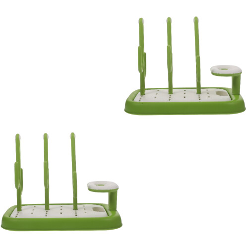2Pcs Baby Bottle Drying Bracket Portable PP Rack Light Green Organizer 1