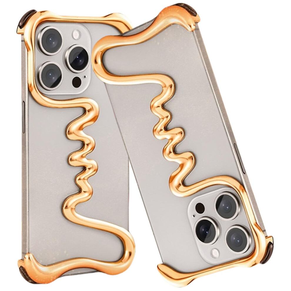 Metal Case Aluminum Alloy Frameless 3D Hollow Art Shell Signal Friendly Heat Dissipation For Iphone 15 Pro Max Gold 9771547038771