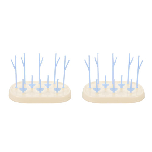 2Pcs White Baby Bottle Rack with Detachable Pegs for Efficient Drying 2