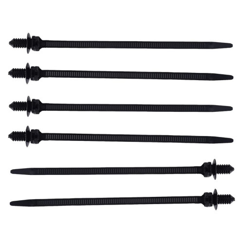 Nylon Push Mount Car Dome Cable Zip Tie, 162mm Length, 20 Pcs, Black