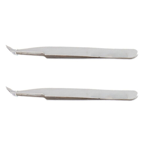 2X Anti-Static Tweezer Maintenance Tool Curved Pointed Stainless Steel