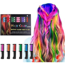 Temporary Glitter Hair Chalk Combs 6 Colors Washable Hair Color for Kids and Adults Parties Cosplay