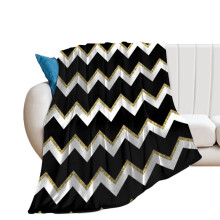 Black White Gold Chevron Throw Blanket 60 x 80 Inches Soft Fuzzy Warm Oversized Cozy Blanket for Couch and Bed
