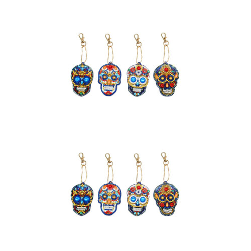 2Sets DIY Rhinestone Skull Keychain Kit Assorted Colors Acrylic Metal 1
