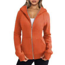 Felpe con Cappuccio con Cerniera, Giacche In Pile, Felpe Oversize, Abiti Alla Moda Autunnali, Maglioni, Abiti Invernali da Donna Arancione L
