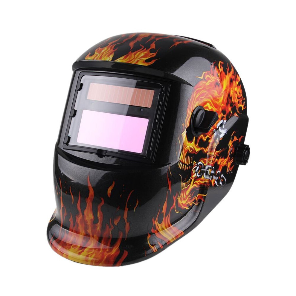 Auto Darkening Welding Helmet Solar Powered With Adjustable Shade 4/9Â13 Flaming Skull For Mig Tig Arc 9073542186885