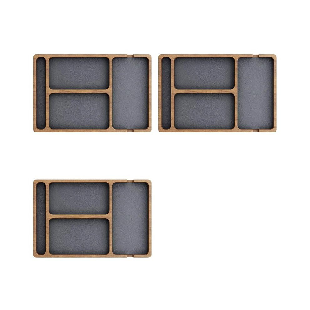 Brecantia 3X Wooden Office Desktop Storage Box Solid Wood Partition Storage Box Mobile Phone Headphone Debris Box Wooden Tray