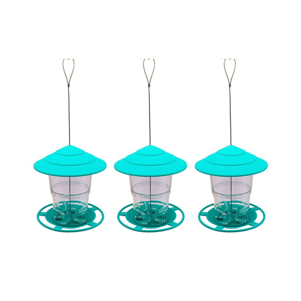 3X Wild Bird Feeder, Outside Squirrel Proof Bird Feeder, Hanging Wild Bird Feeder With Round Shaped Roof Green 6032189878822