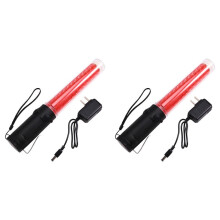 2X Traffic Wand 26cmLed Traffic Control Wand with 2Flashing Modes Air Marshaling Signal Wand Chinese Plug CN Plug