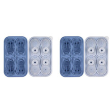 2X French Bulldog Ice- Mold, 4 Hole Fun Shapes Frenchie Bull Dog Ice- Tray for Whiskey,Cocktail,Bourbon