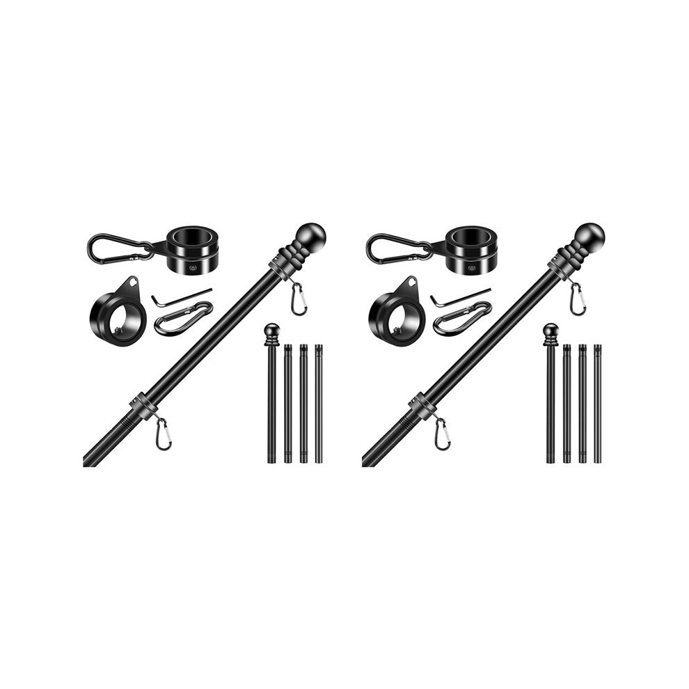 2X Flag Pole Set For House Porch, 6 Ft Thickened Stainless Steel Wall Mount Flagpole Rotating Flagpole Rings No Bracket 6031926696866