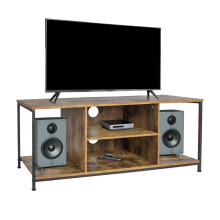 Meuble TV Ă 4 compartiments, finition effet bois
