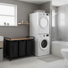 Laundry Sorter with 3 Removable Bags and Shelf
