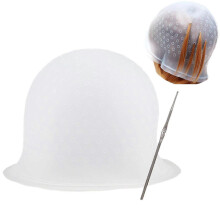(White) Silicone Highlight Cap,reusable Solon Hairdressing Cap For Highlighting Hair Salon Hair Dye Cap Frosting Coloring With Metal Hook