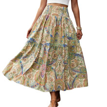 Women's Printed Skirt, Vacation Casual Beach Skirt-Green S