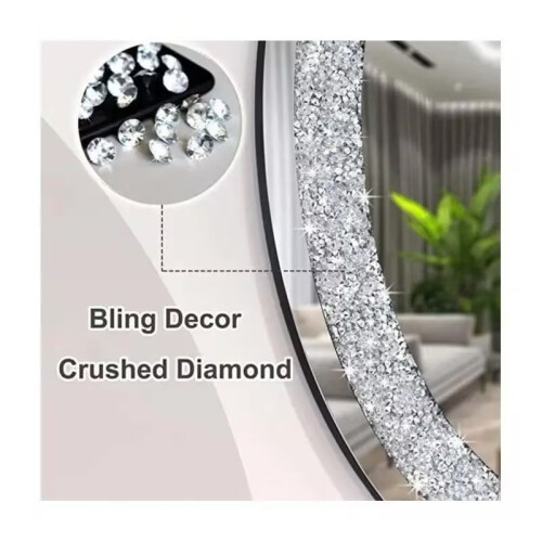 Silver Crystal Diamond Round Wall Mirror 60cm 2