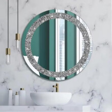 Silver Crystal Diamond Round Wall Mirror 60cm