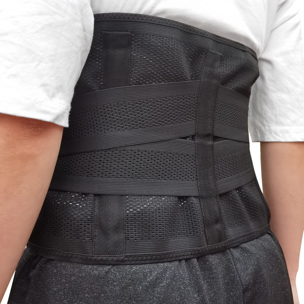 Lumbar Support Belt with Adjustable Double Compression and Reinforced Bars for Lower Back Pain Relief